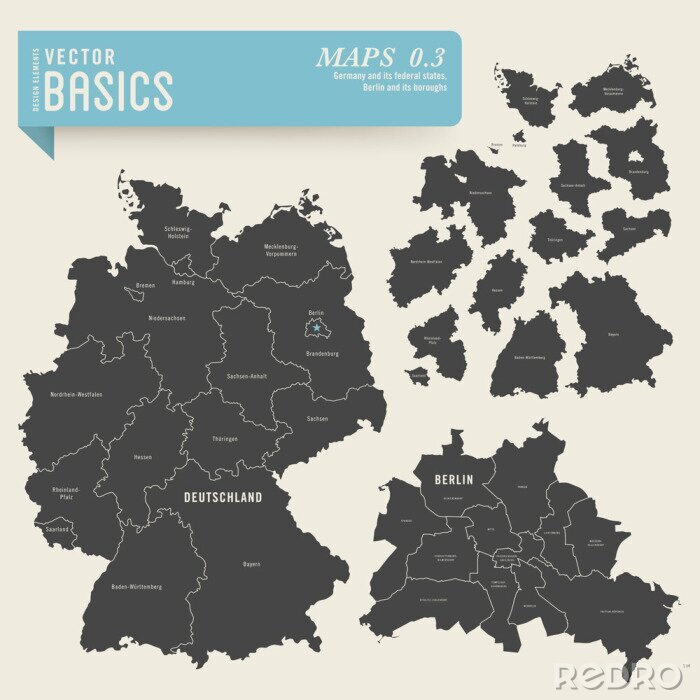 Sticker  Allemagne et ses Länder, Berlin et ses arrondissements