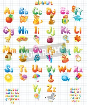 Sticker  Alphabet anglais avec des illustrations pour les lettres