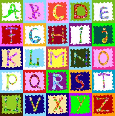 Alphabet anglais coloré avec des lettres décoratives