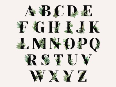 Sticker  Alphabet avec des détails floraux