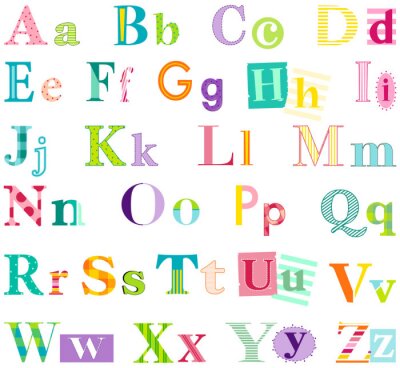 Sticker  Alphabet coloré avec des paires de lettres décoratives