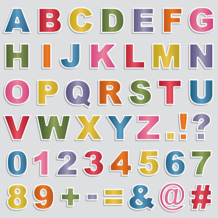 Sticker  Alphabet coloré avec lettres imprimées