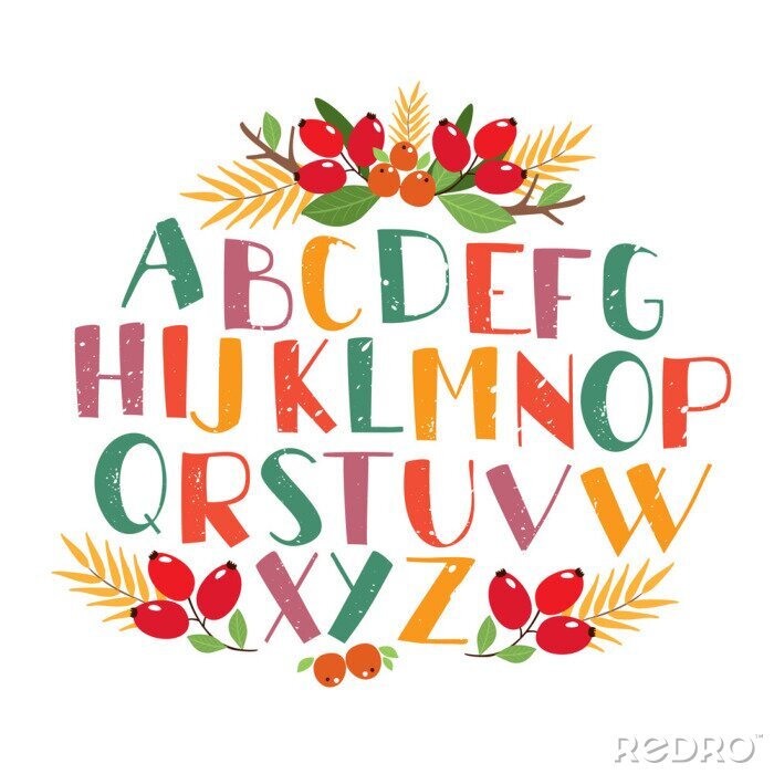 Sticker  Alphabet coloré dans un style automne