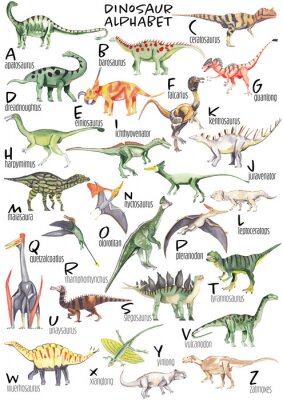 Alphabet dinosaure version aquarelle