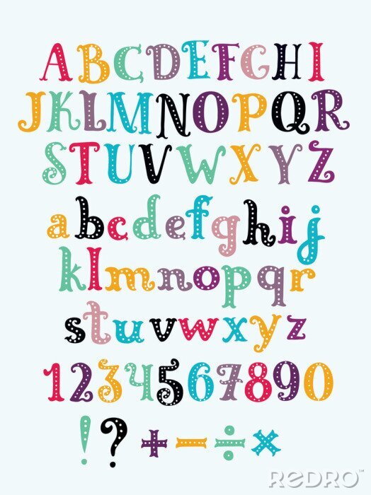 Sticker  Alphabet et chiffres avec des points décoratifs
