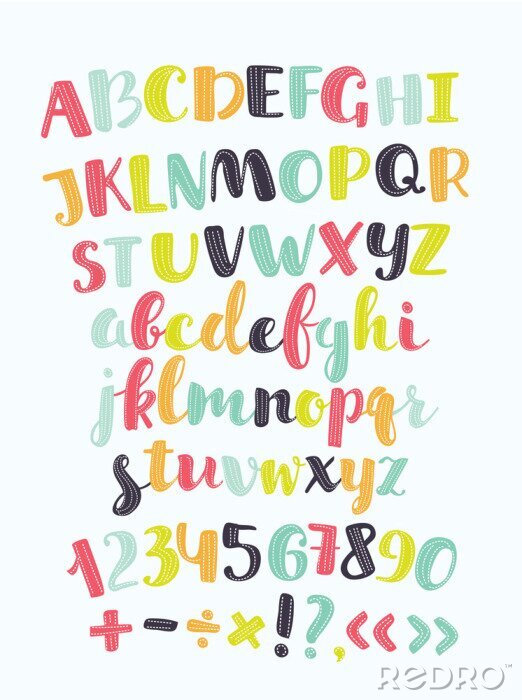 Sticker  Alphabet et chiffres en plusieurs couleurs
