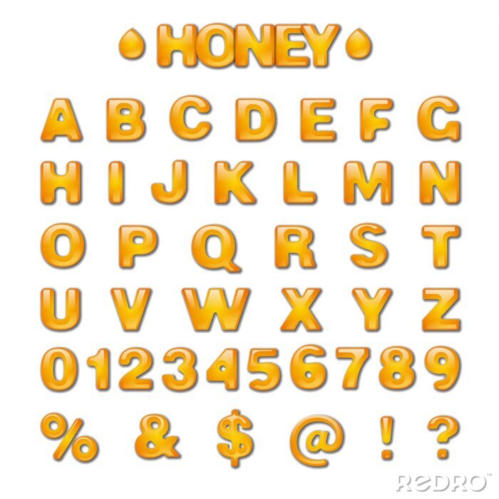 Sticker  Alphabet et nombres de miel
