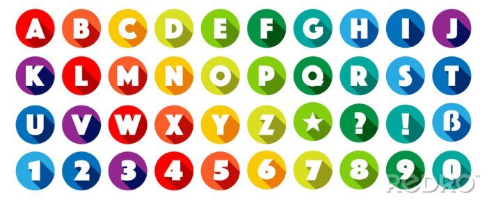 Sticker  Alphabet et nombres en cercles colorés