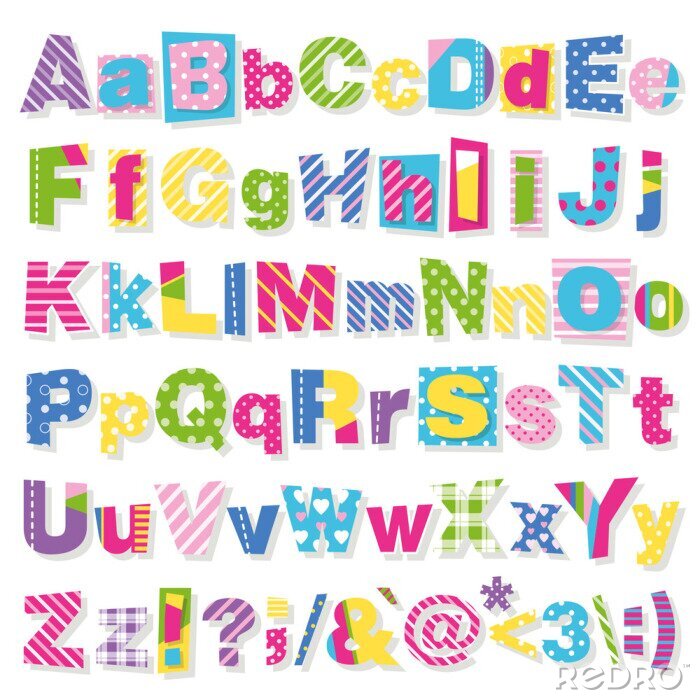 Sticker  Alphabet multicolore avec lettres décoratives