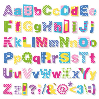 Sticker  Alphabet multicolore avec lettres décoratives