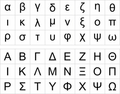 Sticker  Alphabet noir lettres grecques majuscules et minuscules