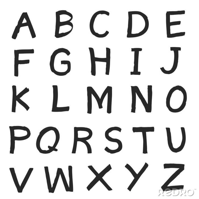 Sticker  Alphabet noir lettres imprimées simples