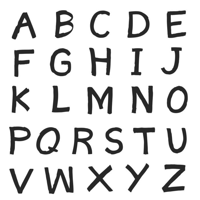 Sticker  Alphabet noir lettres imprimées simples