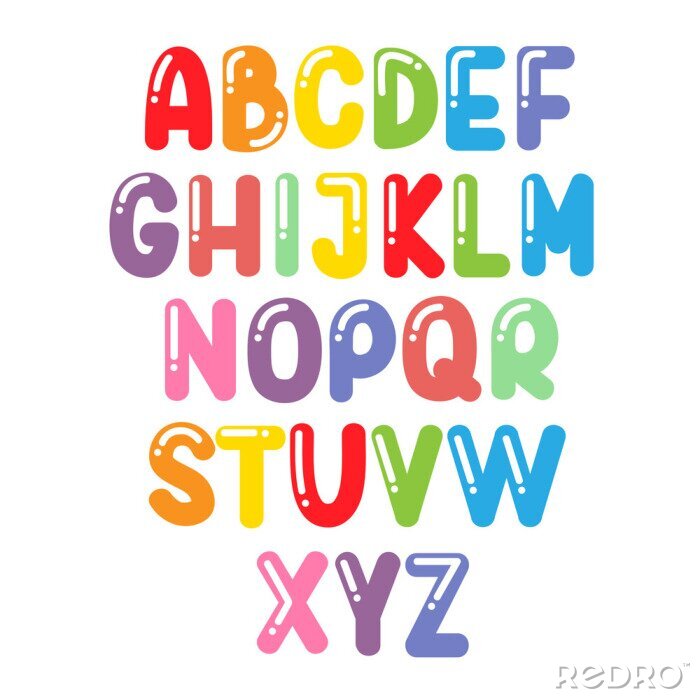 Sticker  Alphabet pour enfants à partir de lettres arc-en-ciel