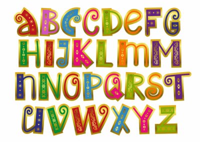 Sticker  Alphabet pour enfants dans un style de conte de fées