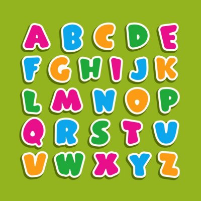 Sticker  Alphabet pour enfants sur fond vert