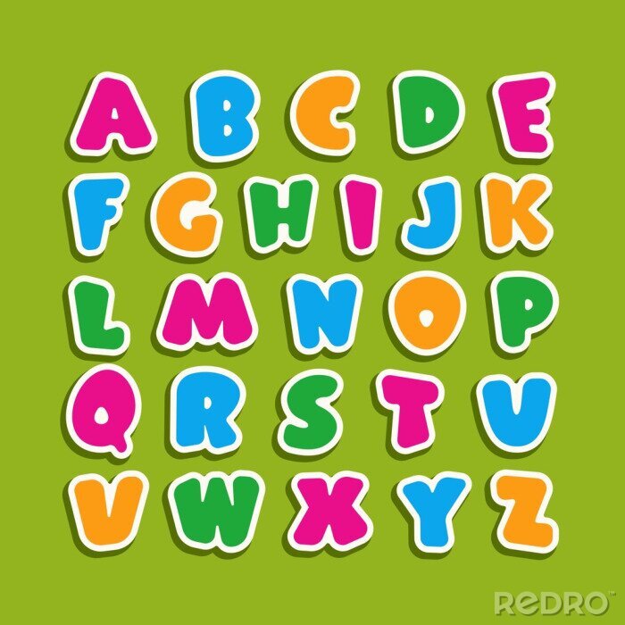 Sticker  Alphabet pour enfants sur fond vert