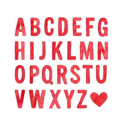 Sticker  Alphabet rouge se terminant par un coeur