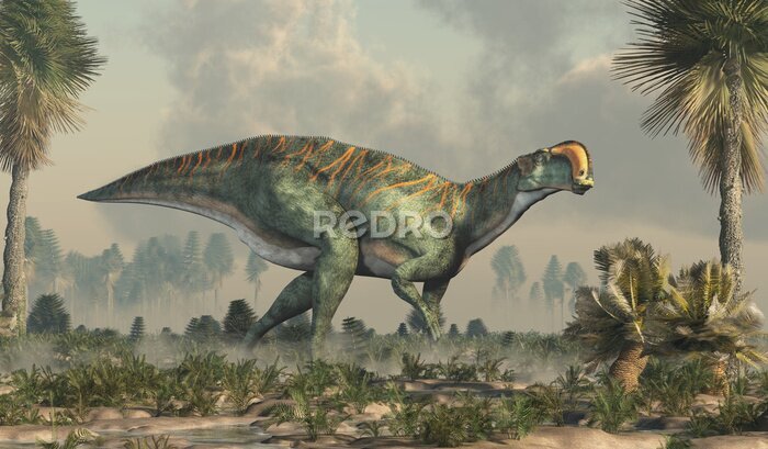 Sticker  Altirhinus dinosaure herbivore dans un marécage