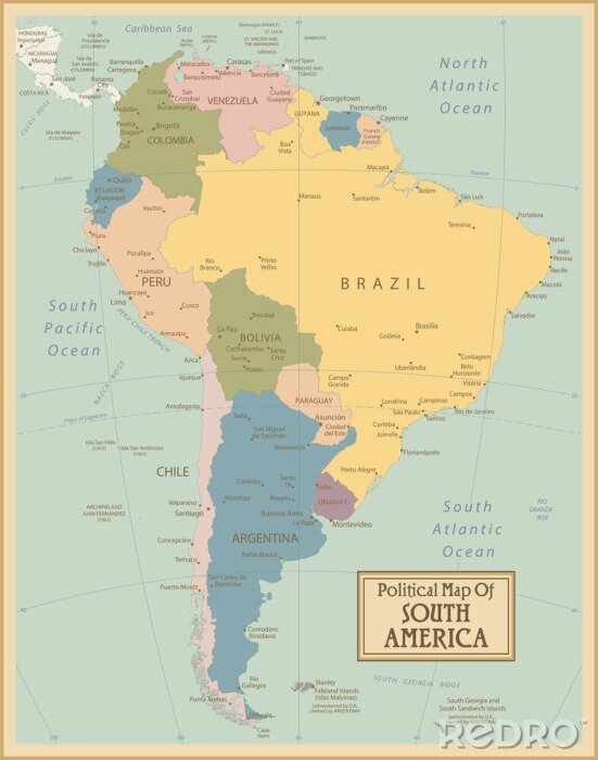Sticker  Amérique du Sud map.Layers très détaillés utilisés.