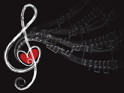 Sticker  amour et de musique notes aiguës