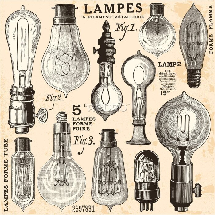 Sticker  Ampoules d'illustration vintage