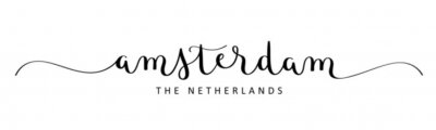Sticker  AMSTERDAM black vector brush calligraphy banner