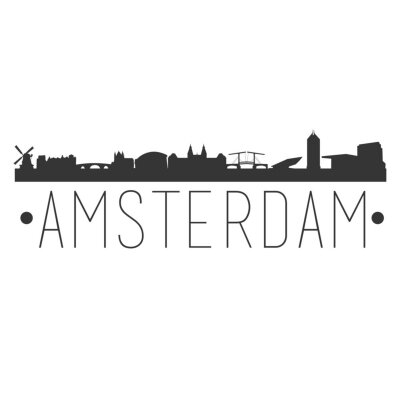 Sticker  Amsterdam Holland City. Skyline Silhouette City Design Vector Famous Monuments.