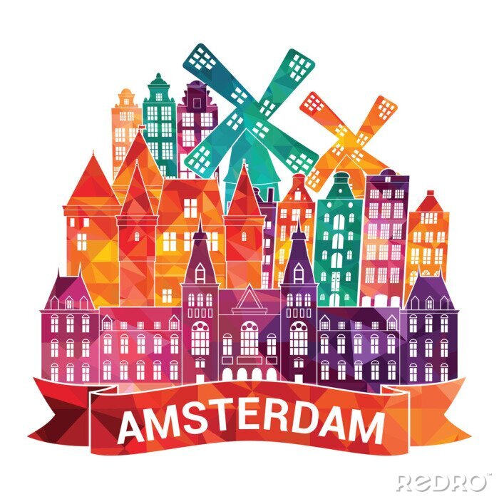 Sticker  Amsterdam. Illustration vectorielle