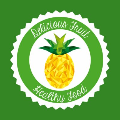Sticker  Ananas avec inscriptions fond blanc et vert