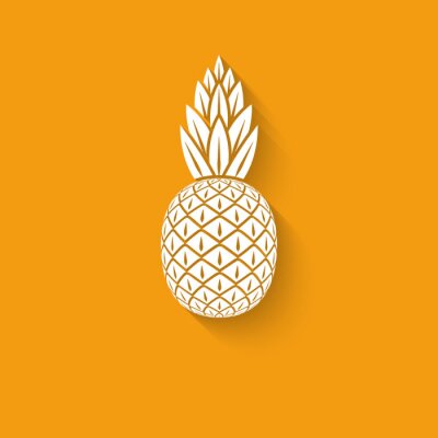 Sticker  Ananas blanc sur fond orange