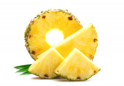 Sticker  Ananas coupé en tranches sur fond blanc