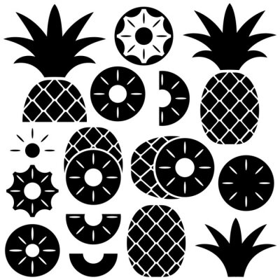 Sticker  Ananas exotiques en graphisme noir et blanc