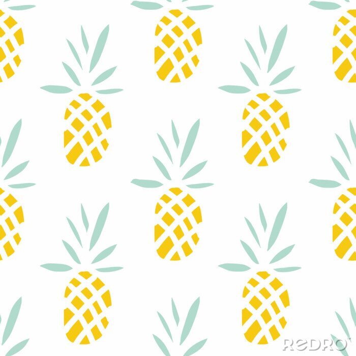 Sticker  Ananas exotiques sur fond blanc