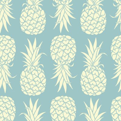 Sticker  Ananas exotiques sur fond bleu