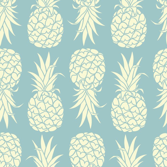 Sticker  Ananas exotiques sur fond bleu