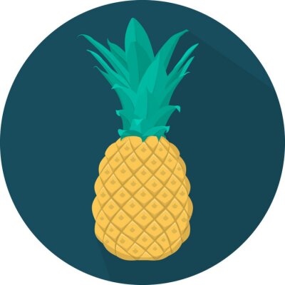 Sticker  Ananas sur un fond rond bleu foncé