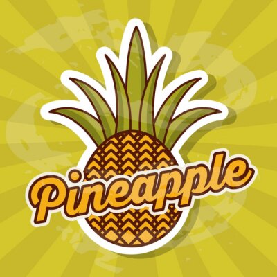 Sticker  Ananas sur un graphique de fond vert