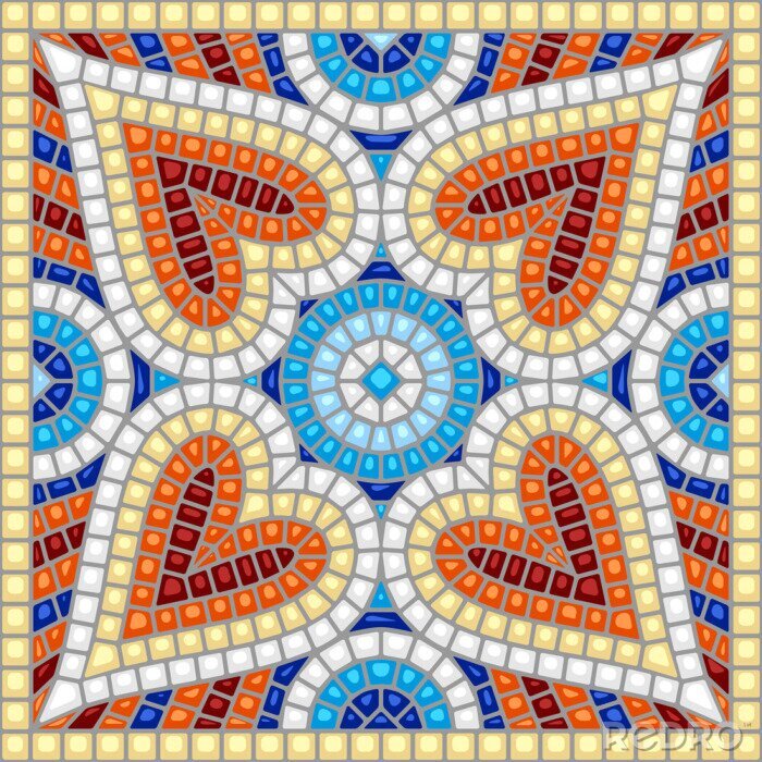 Sticker  Ancient mosaic ceramic tile pattern.