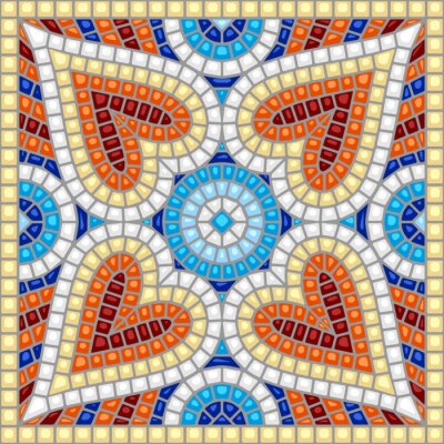 Sticker  Ancient mosaic ceramic tile pattern.