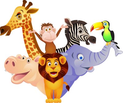 Sticker  Animaux africains de graphiques de dessins animés d'espèces différentes