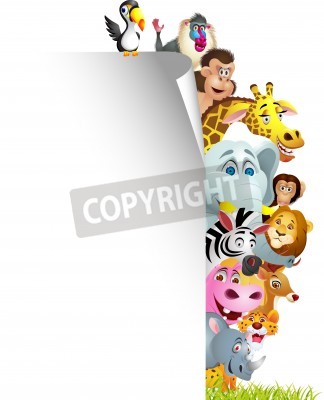 Sticker  Animaux africains, jetant un coup d'œil derrière une feuille de papier