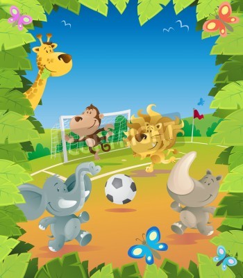 Sticker  Animaux africains jouant au football