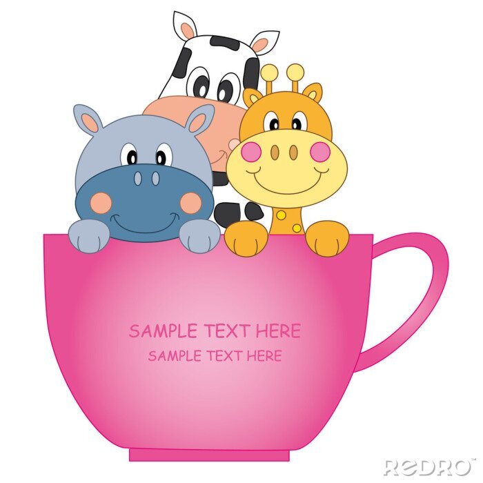 Sticker  Animaux dans une tasse