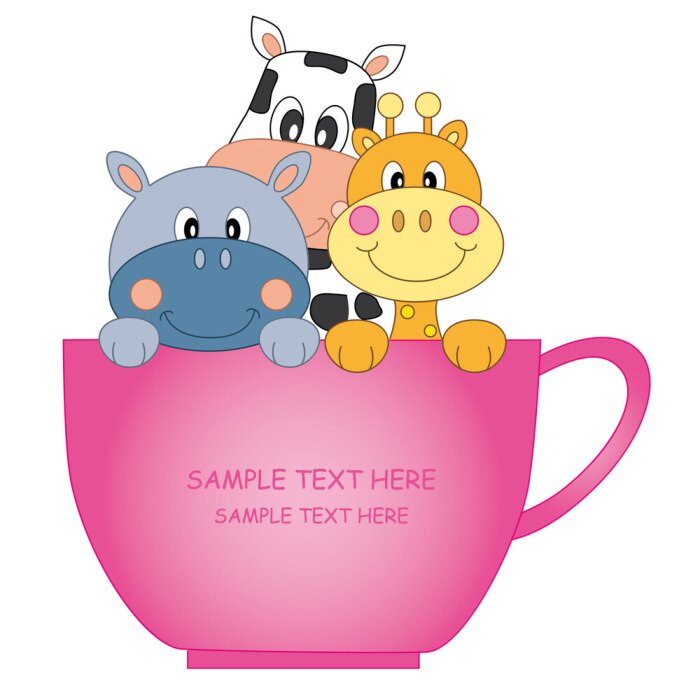 Sticker  Animaux dans une tasse