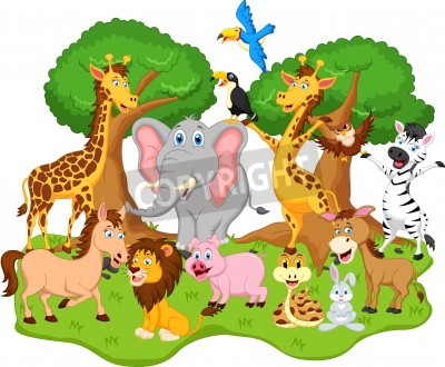 Sticker  Animaux de différentes espèces joyeuse illustration multicolore