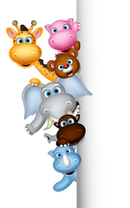 Sticker  Animaux derrière un mur version dessin animé