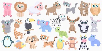 Sticker  Animaux mignons ensemble. Design plat
