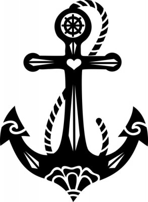 Sticker  Anker Steuerrad - Symbole Hoffnung & Glaube