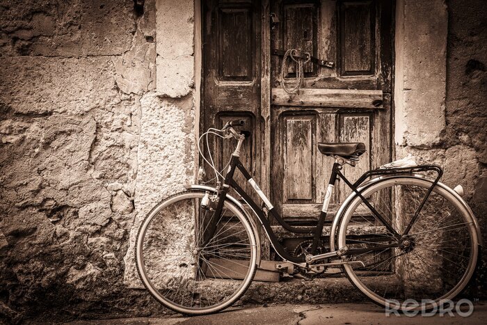 Sticker  Antique, bicyclette, Ancien, bois, porte